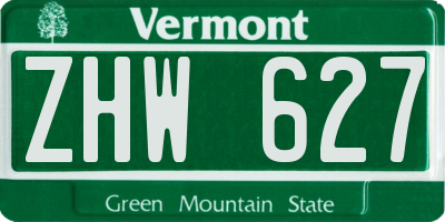VT license plate ZHW627