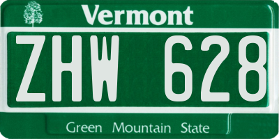 VT license plate ZHW628
