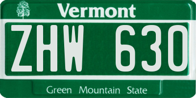 VT license plate ZHW630