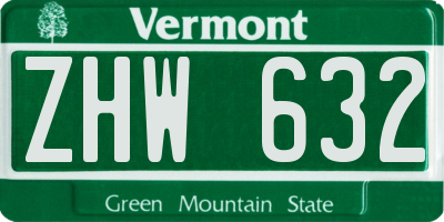 VT license plate ZHW632