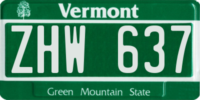 VT license plate ZHW637