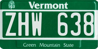 VT license plate ZHW638