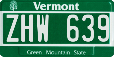 VT license plate ZHW639
