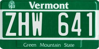 VT license plate ZHW641