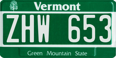VT license plate ZHW653