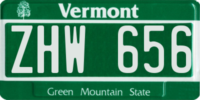 VT license plate ZHW656