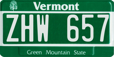 VT license plate ZHW657