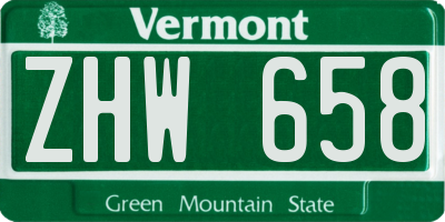 VT license plate ZHW658