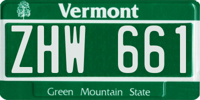VT license plate ZHW661