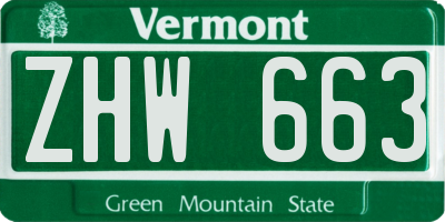 VT license plate ZHW663