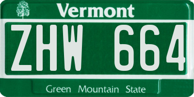 VT license plate ZHW664