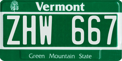 VT license plate ZHW667