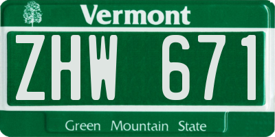 VT license plate ZHW671