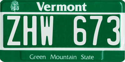 VT license plate ZHW673