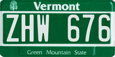 VT license plate ZHW676