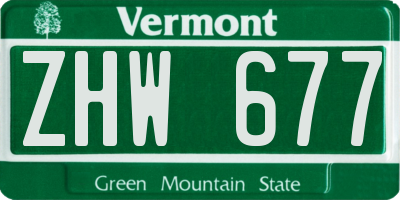 VT license plate ZHW677