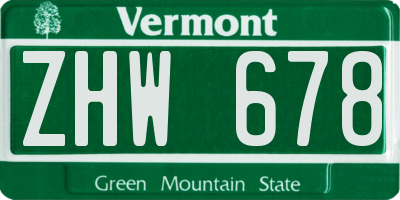 VT license plate ZHW678