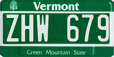 VT license plate ZHW679