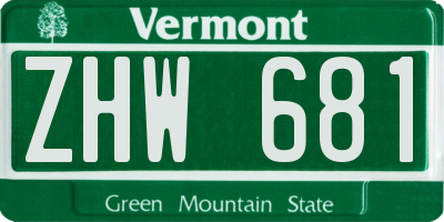 VT license plate ZHW681