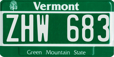 VT license plate ZHW683