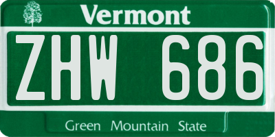 VT license plate ZHW686