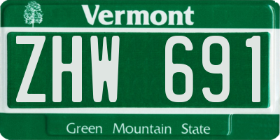 VT license plate ZHW691