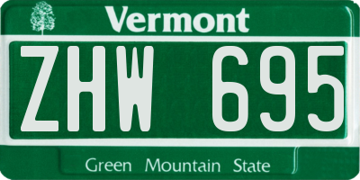 VT license plate ZHW695