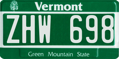 VT license plate ZHW698