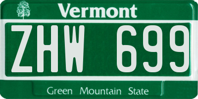 VT license plate ZHW699