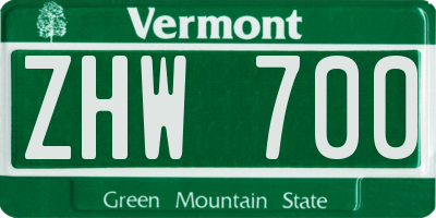 VT license plate ZHW700