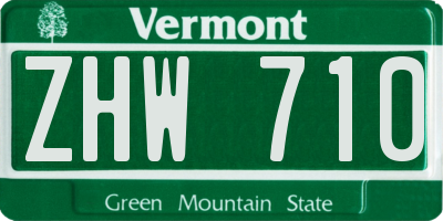 VT license plate ZHW710