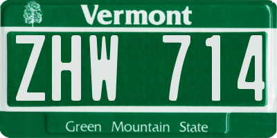 VT license plate ZHW714