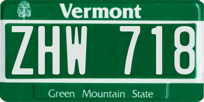 VT license plate ZHW718