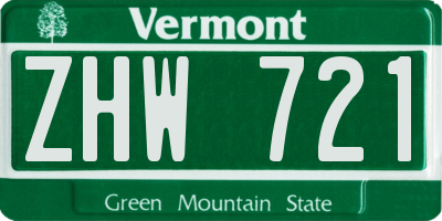 VT license plate ZHW721