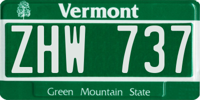 VT license plate ZHW737