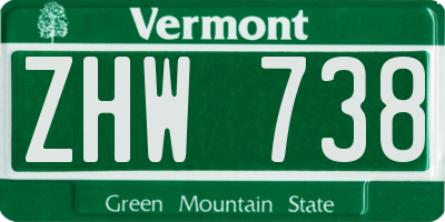 VT license plate ZHW738