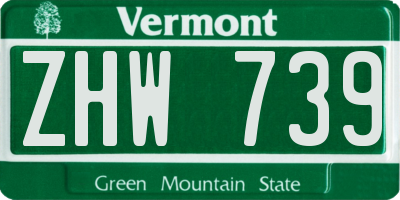 VT license plate ZHW739