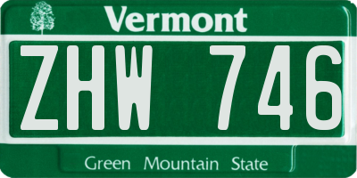 VT license plate ZHW746