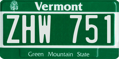 VT license plate ZHW751