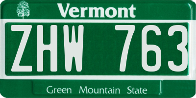 VT license plate ZHW763