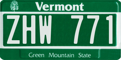 VT license plate ZHW771