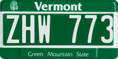 VT license plate ZHW773