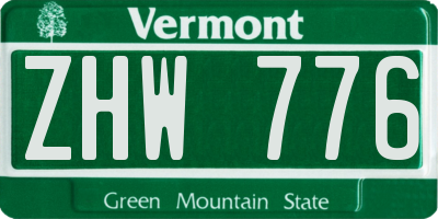VT license plate ZHW776