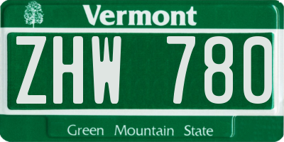 VT license plate ZHW780