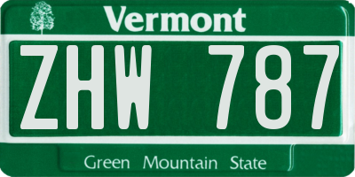 VT license plate ZHW787