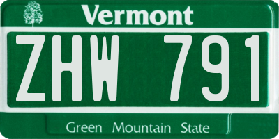 VT license plate ZHW791