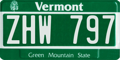 VT license plate ZHW797