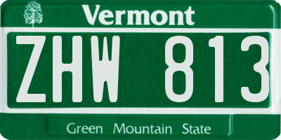 VT license plate ZHW813