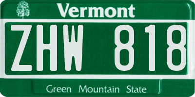 VT license plate ZHW818