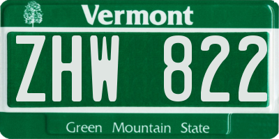 VT license plate ZHW822